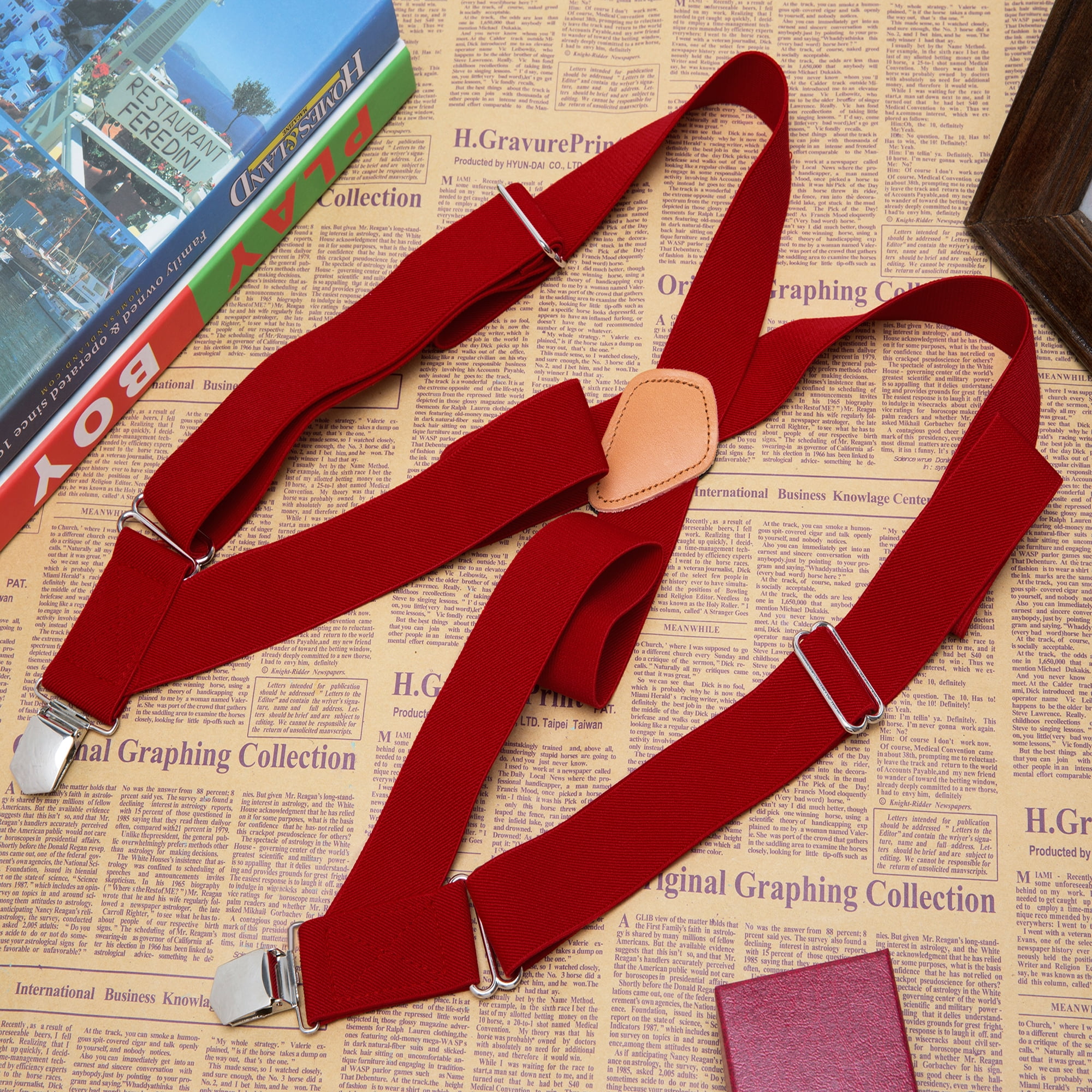 Buyless Fashion Men Trucker Suspenders 48/" Elastic Adjustable 1 1//4/" X Back